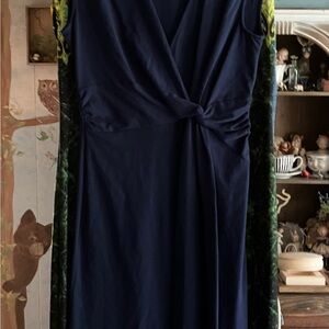 Lands' End Blue Ruched Tie Front Maxi Dress